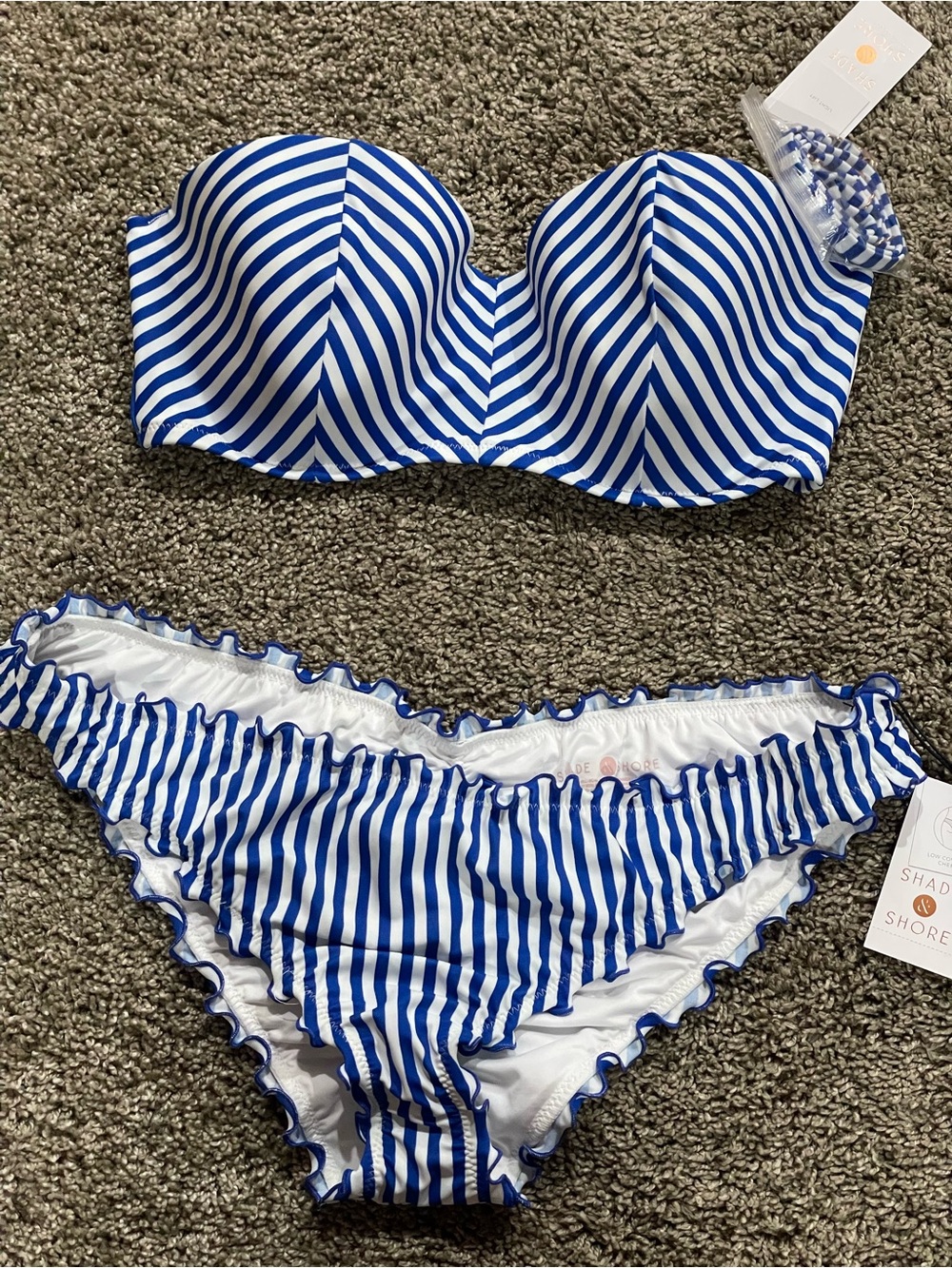 Target Blue and White Striped Bandeau Bikini Set
